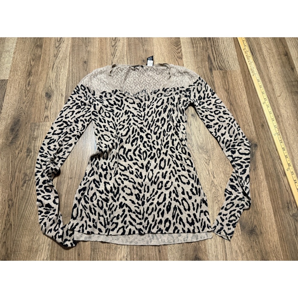 MODA Shirt, Women's Size XS/S, Brown Black, Cheetah Print, Long Sleeve Shirt